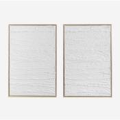 Ensemble de 2 Tableaux Décoratifs en Relief en Plâtre (60x90 cm) Leclerc SKLUM Blanc - Blanc
