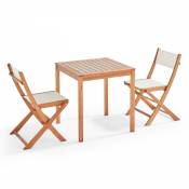 Ensemble table et 2 chaises pliantes en textilène