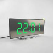 Ensoleille - Réveil numérique pour Chambres à Coucher, écran Miroir led, 12/24H, température, Date, veilleuse, répétition, Chargement usb et