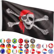 FLAGMASTER Drapeau 30 drapeaux différents au choix, taille 120 cm x 80 cm, Drapeau de pirate Jolly Roger Pirat