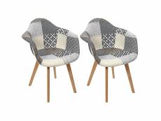 Giada - lot de 2 fauteuils patchwork motifs grisés