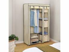 Hombuy armoire de rangement xl 110 x 45 x 175 cm (l x l x h) dressing penderie de vêtement pliable beige