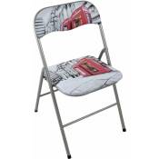 Homeness - Chaise pliante de l'intérieur ou d'acier extérieur avec siège et dos dans ppcp rembourré Closy London Gray - London Gray
