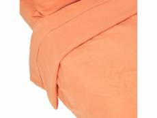 Homescapes drap plat en lin lavé orange - 230 x 255 cm BL1535B