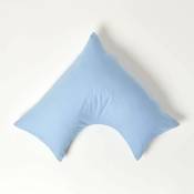 Homescapes - Taie d'oreiller spécial oreiller cervical en coton égyptien 200 fils Forme v bleu - Bleu
