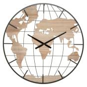 Horloge 90cm monde Jay Atmosphera Naturel - Naturel et noir