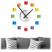 Horloge murale diy, montre à coller au mur, chiffres arc-en-ciel, grandes variables, chambre & salon, coloré - Relaxdays