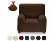 Housse de fauteuil adaptable bi-élastique 1 place eiffel textile monaco (70-110cm) marron