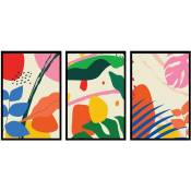 Hxadeco - Flashy vegetal Trio, Set de 3 affiches murales