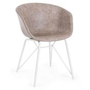 Iperbriko - Chaise vintage simili cuir beige blanc