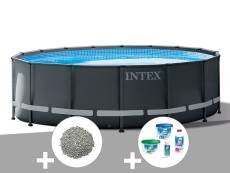 Kit piscine tubulaire Intex Ultra XTR Frame ronde 4,27 x 1,22 m + 10 kg de zéolite + Kit de traitement au chlore