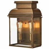 Lampe d'extérieur lanterne applique laiton verre 2 flammes h 37,5 cm IP44 antique