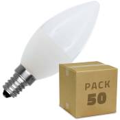 Ledkia - Boîte de 50 Ampoules led E14 C37 5W Blanc Chaud