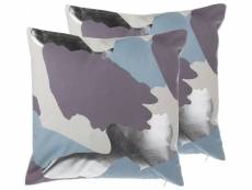 Lot de 2 coussins 45 x 45 cm à motif aquarelle violette bleue et argentée ixia 202847