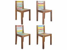 Lot de 4 chaises de salle à manger cuisine bois de récupération solide design vintage cds021332