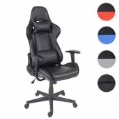 Mendler Chaise de bureau HWC-F84 chaise pivotante, fauteuil de jeu en ligne, fauteuil directorial, similicuir ~ noir