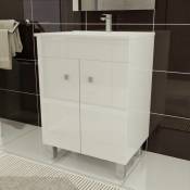 Meuble salle de bain sur pieds ECOLINE 60 cm - Blanc brillant - Blanc