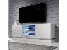 Meuble tv blanc design 160 cm à led clost - led: sans