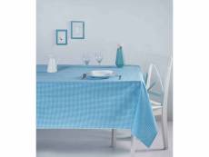 Nappe de table bertier 170x220cm coton motif petits carreaux turquoise et blanc