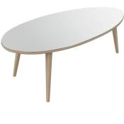 Narvik Table basse ovale style scandinave blanc brillant