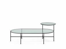 Nix - table basse en verre strié et métal - couleur - noir