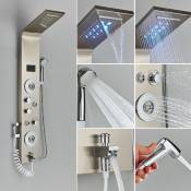 Ouyifan - Colonne de douche à led avec affichage digital de la température, douchette Bidet, jets Spa,Nickel 8006