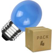 Pack 4 Ampoules LED E27 3W 300 lm G45 Bleu Bleu