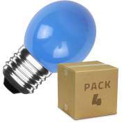 Pack 4 Ampoules LED E27 3W 300 lm G45 Bleu Monochrome