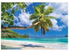 Papier peint intissé panoramique plage mer palmiers 312x219 cm chambre salon photo non tissé muraux trompe l'oei