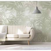 Papier peint panoramique ombres bambous vert 225x250cm