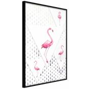 Paris Prix - Affiche Murale Encadrée "flamingos And Triangles" 20 X 30 Cm Noir