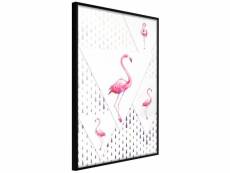 Paris prix - affiche murale encadrée "flamingos and triangles" 20 x 30 cm noir