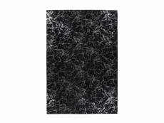 Paris prix - tapis marbré à poils longs "bijou" noir & argent 80 x 150 cm