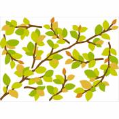 Plage - Sticker décoratif autocollant, dessin branches d'arbres stylisées à l'automne, 48 cm x 68 cm - Vert