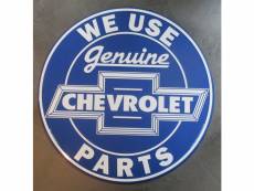 "plaque chevrolet genuine parts bleu ronde 60cm tole deco diner usa bar garage loft"