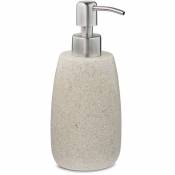 Porte-savon liquide, 300 ml, rechargeable, salle de bain, distributeur shampoing, pompe en inox, rond, beige - Relaxdays