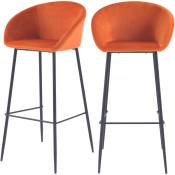Rendez-vous Déco - Chaise de bar Marquise orange corail H75cm (lot de 2) - Orange