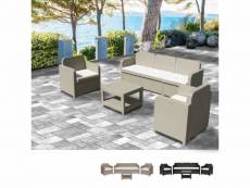 Salon de jardin grand soleil positano en poly-rotin canapé table basse fauteuils 5 places pour extérieurs Grand Soleil