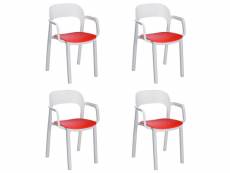 Set 4 fauteuil ona assise colorée - resol - rouge - fibre de verre, polypropylène 568x521x795mm
