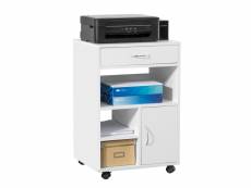 Sobuy fbt106-w support imprimante roulant bureau mobile caisson meuble de rangement bureau avec tiroir et porte