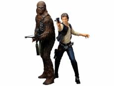Star wars pack 2 statuettes pvc artfx+ han solo & chewbacca