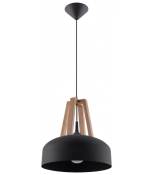 Suspension CASCO acier/bois/plastique noir/bois naturel 1 ampoule