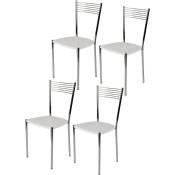 T M C S - Tommychairs - Set 4 chaises elegance pour cuisine, bar et salle à manger, robuste structure en acier chromé et assise en bois laqué couleur