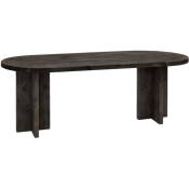 Table à manger ovale en bois massif noir 200x85cm
