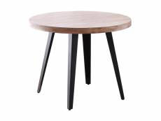 Table à manger ronde en bois coloris chêne miel pieds noir - diamètre 100 x hauteur 76 cm