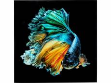 "tableau en verre poisson bleu 100x100cm"