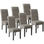 Tectake - Lot de 6 chaises aspect cuir - lot de 6 chaises salle a manger, chaises de cuisine, chaises de salon - gris marbré
