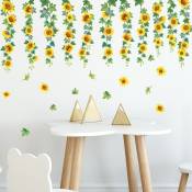 Un lot de stickers muraux fleurs de tournesol autocollant sticker mural créatif pour salon chambre bureau cuisine
