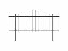 Vidaxl clôture de jardin à dessus en lance acier (1,25-1,5)x6,8 m noir 277733