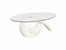 Vidaxl table basse avec dessus de table en verre ovale blanc brillant 240431